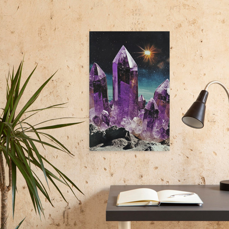 Galactic Amethyst Ethereal Modern Retro Landscape Nature Wall Art by Samantha Hearn - Wrapped Canvas Print