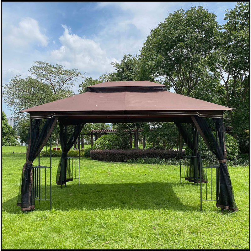 13x10 Outdoor Patio Gazebo Canopy Tent With Ventilated Double Roof And Mosquito net(Detachable Mesh Screen On All Sides)