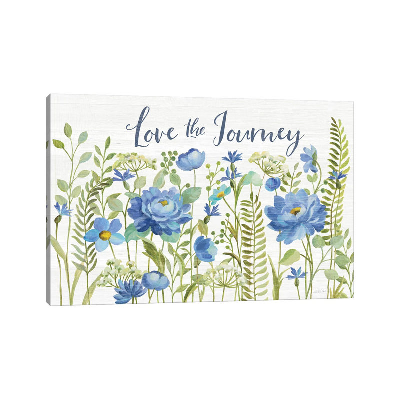 «Botanical Blue II» par Silvia Vassileva - impression d'art graphique, H 32 po x l 48 po x 1,5 po, Toile tendue, Pas de tapis