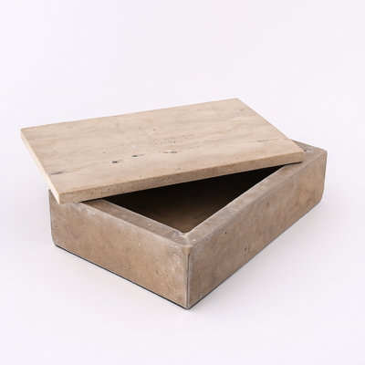 Travertine Rectangle Box Large Cream