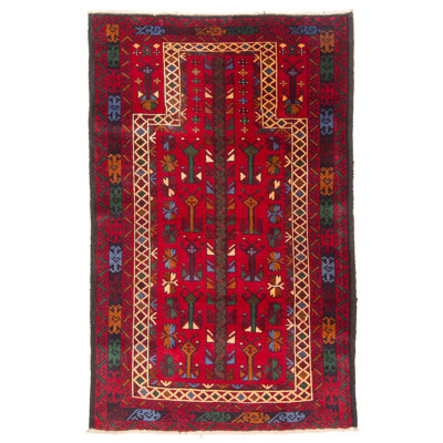 Tapis rouge Teimani 2 pi 11 po x 4 pi 8 po