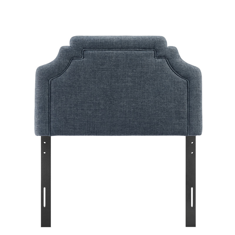 Magnolia Upholstered Fabric Twin Size Headboard In Slate Blue, Twin, Slate Blue