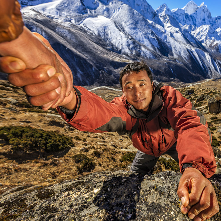 Climbing In Himalayas by Hadynyah - No Frame Print on Canvas