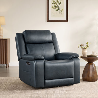 Zero Wall Genuine Leather Power Recliner With Power Headrest