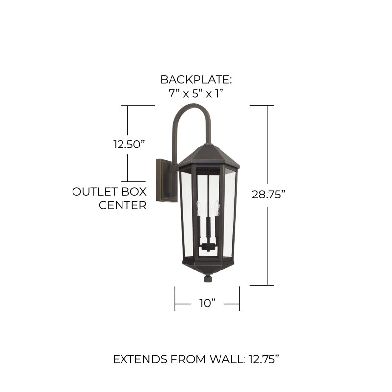 Lanterne murale d'extérieur à 3 ampoules Ellsworth, Bronze Huilé, 28,75" H x 10" L x 12,75" P