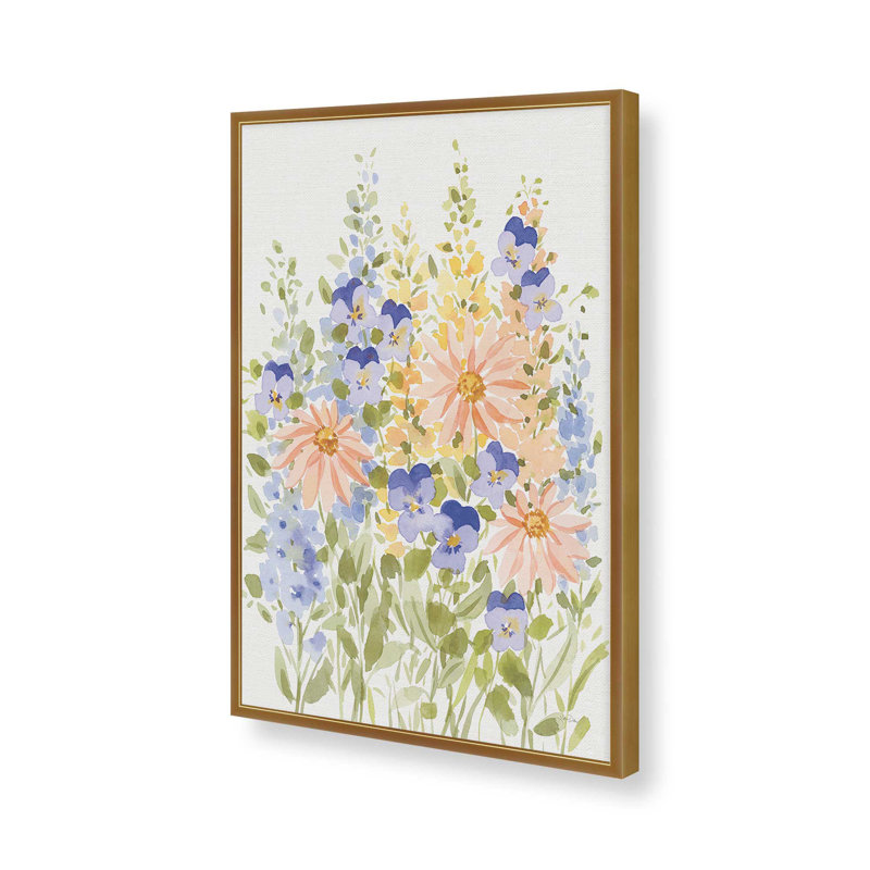 «Spring Celebration VI» par Katrina Pete, reproduction d'art, H 16 po x l 12 po, Or