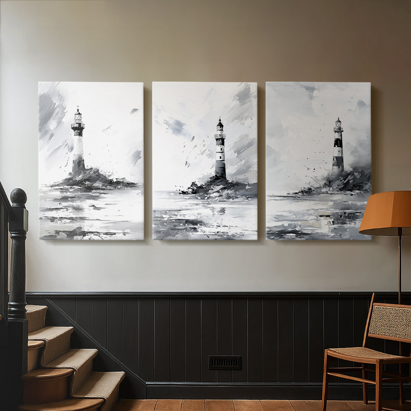 NAUTICAL Series DXXXV - Toile tendue sur mesure avec châssis - 3 pièces, H 12 po x l 24 po