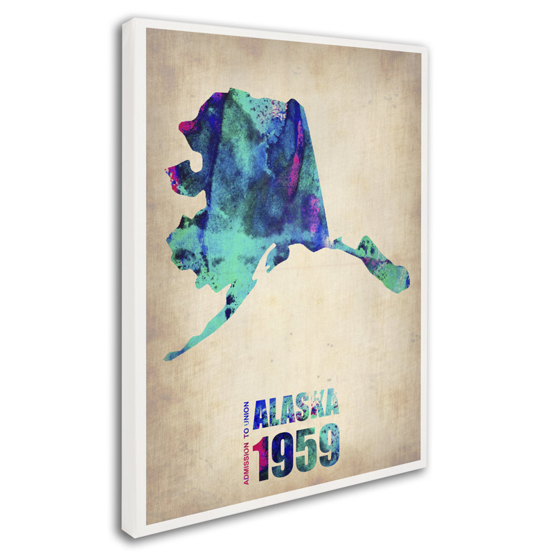 « alaska aquarelle map » par naxart, impression sur toile tendue, H 19 po x l 14 po x P 2 po