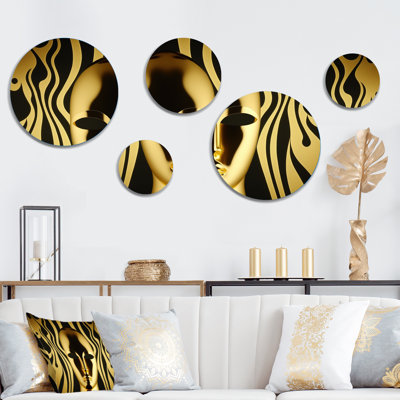 Abstract Golden Futuristic Mask - Modern Woman Metal Wall Décor