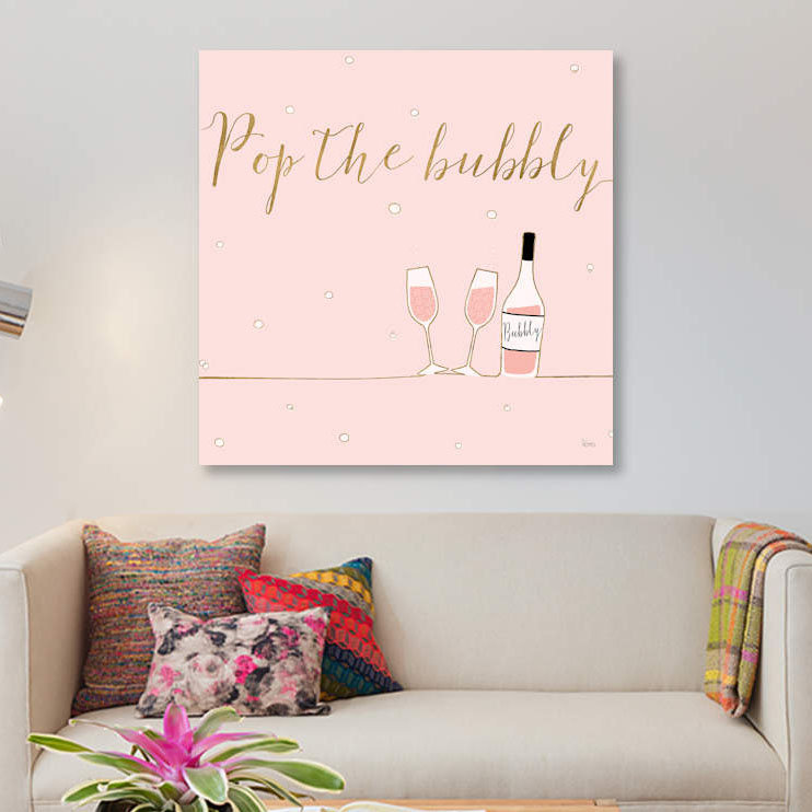 Art textuel sur toile, "à bulles soulignes vii", H 12 po x l 12 po x P 0,75 po, Toile tendue, Pas de tapis