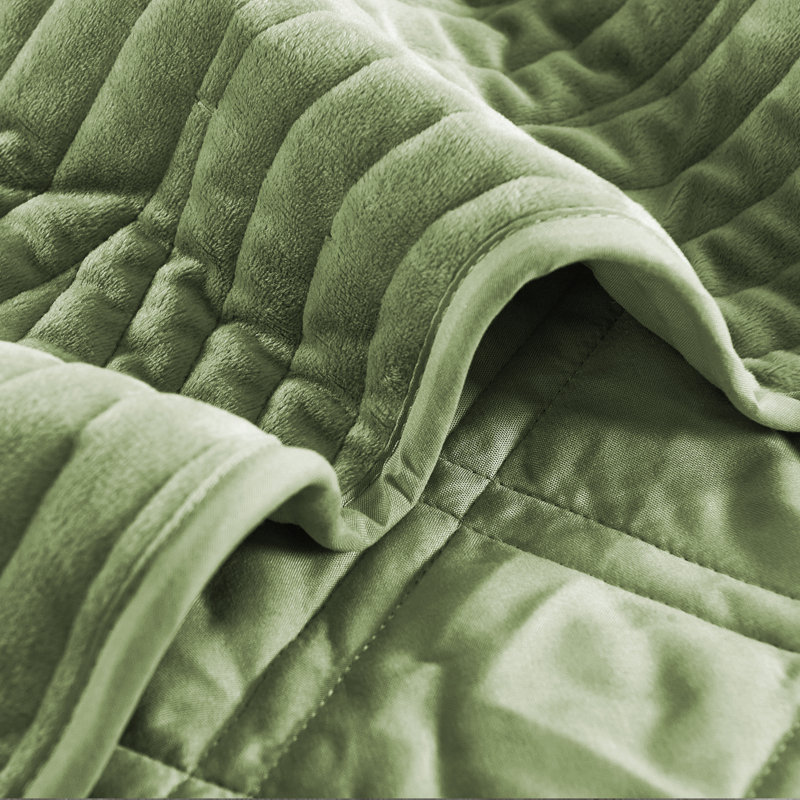 4 Piece Oversized soft Microplush Quilt Set, King Quilt, Sage