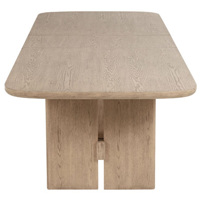 Lno 9 Piece Rectangular Dining Table Set, 8 Chairs, Beige Oak