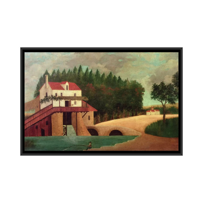 «The Watermill» par Henri Rousseau - reproduction d'art sur toile, H 18 po x l 26 po x P 1,5 po, Pas de tapis