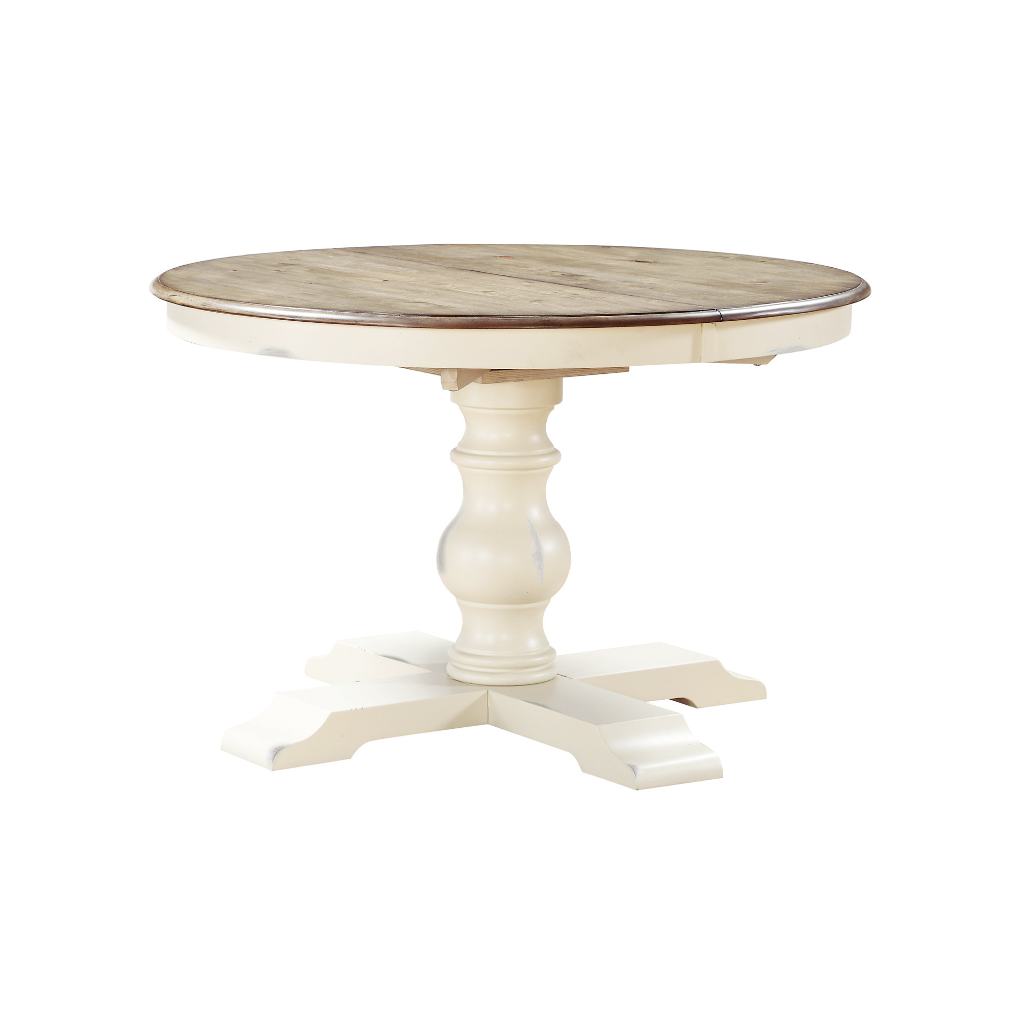 Modern Farmhouse Round Pedestal Extending Dining Table