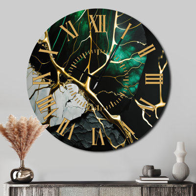 Horloge murale abstraite Geode Gold II - Marbre
