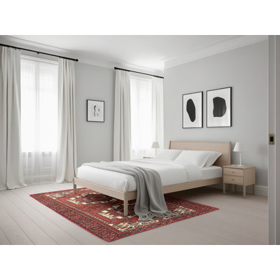 Tapis rouge/beige/noir traditionnel