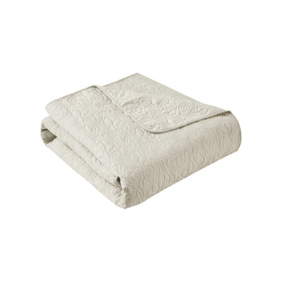 Comfortable Oversized Cotton Quilted Throw Ivory - Home Decor Bed & Couch