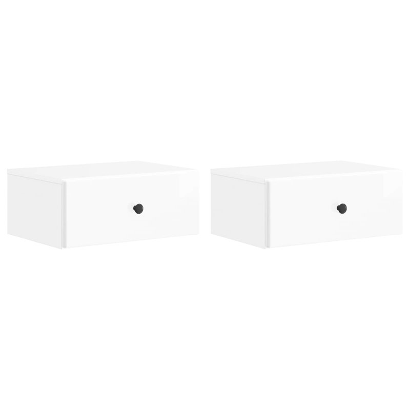 49cm W Manufactured Wood Bedside Table, High Gloss White