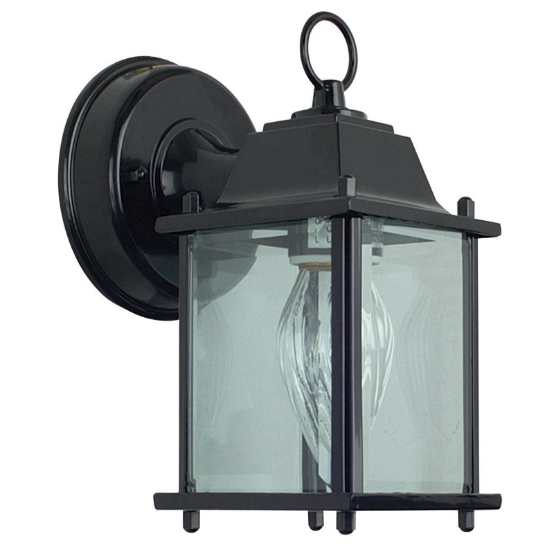 Plug-in Armed Sconce, Black, Clear