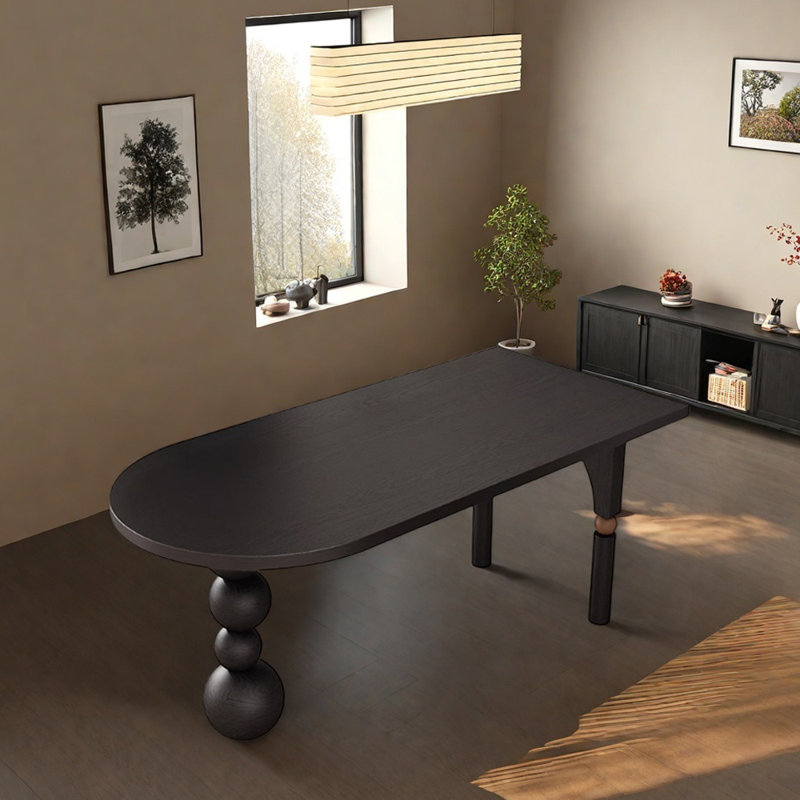 Table de salle à manger noire durable en bois de frêne, H 29,52 po x L 70,86 po x l 31,49 po