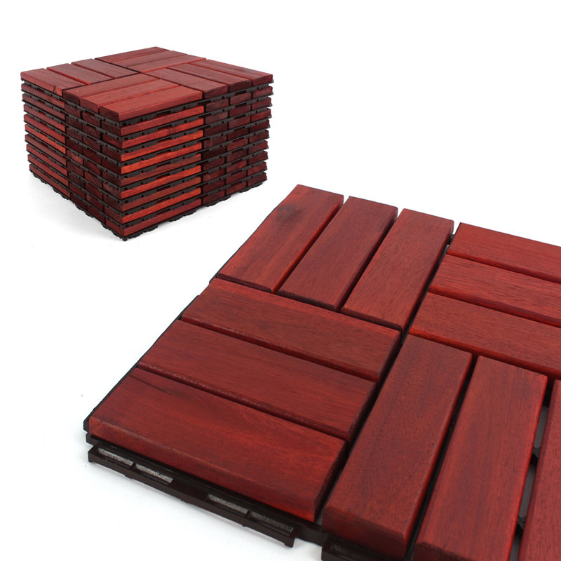 Carreau de terrasse en bois 12 po x 12 po, Rouge