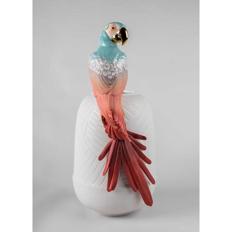 Vase de table en porcelaine fait à la main, Bleu / rouge / blanc
