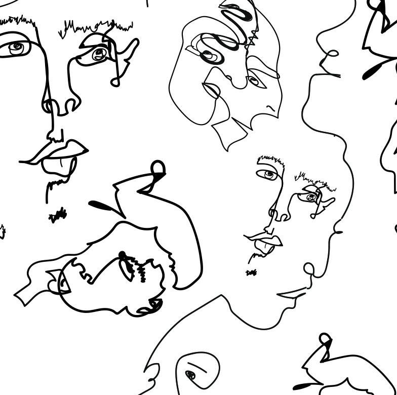 Lets Face Abstract Vinyl Wallpaper Roll by Jamie Graney, White/Black, Paper