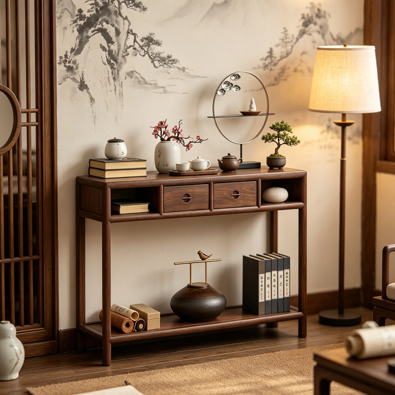 Nouvelle console en bois massif de style chinois, H 31,5 po x l 42,5 po x P 15 po
