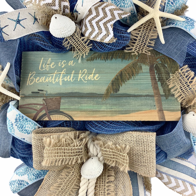 «Life Is a Beautiful» 16 po Couronne en toile de jute