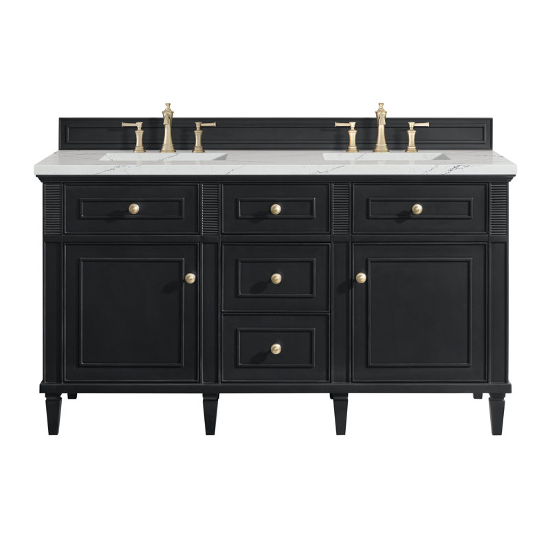 Lorelai 60'' W Double Vanity, Ethereal Noctis, Black Onyx, 8" Widespread