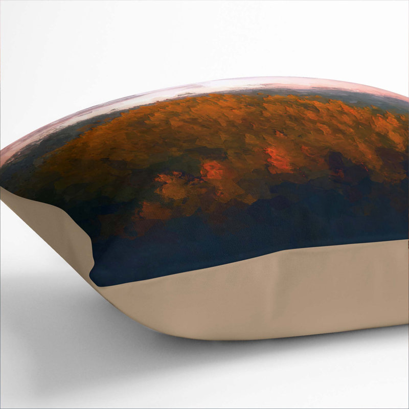 Sunset over an Autumn Forest Cushion with Filling, Stone, 40cm H x 40cm W x 15cm D