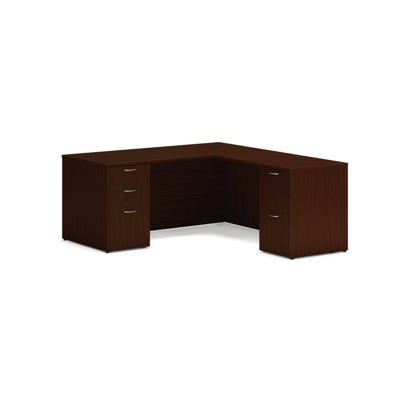 Bureau Mod avec double caisson Mod, L 66 po x P 72 po x H 29 po, Acajou traditionnel
