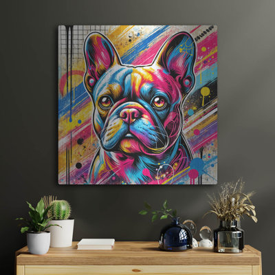 «French Bulldog - Abstract» par Rey Klimt, art mural en métal