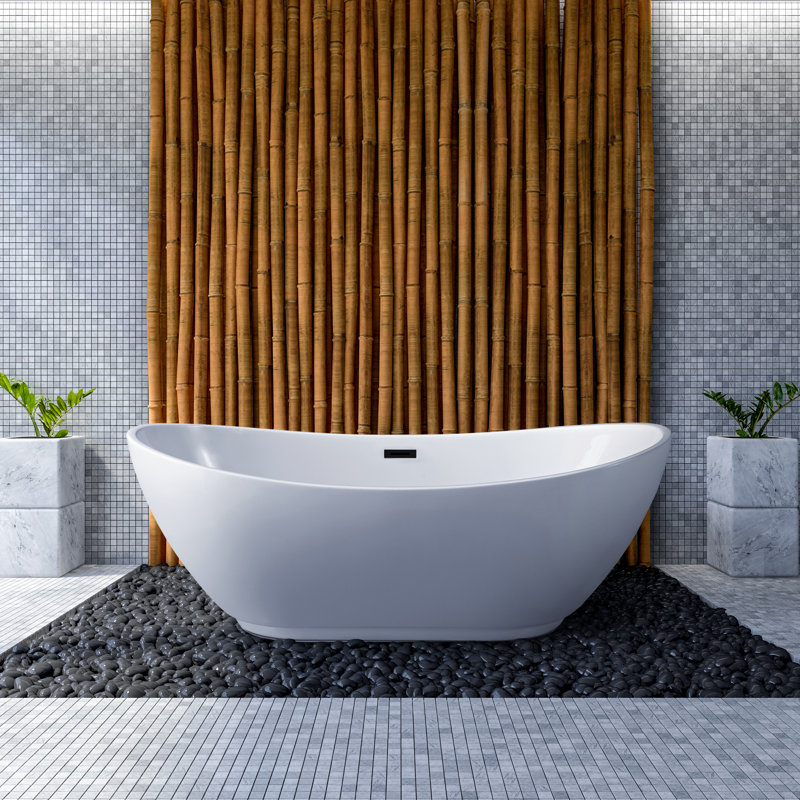 1580mm x 718.8mm Freestanding Soaking Acrylic Bathtub, Matte Black