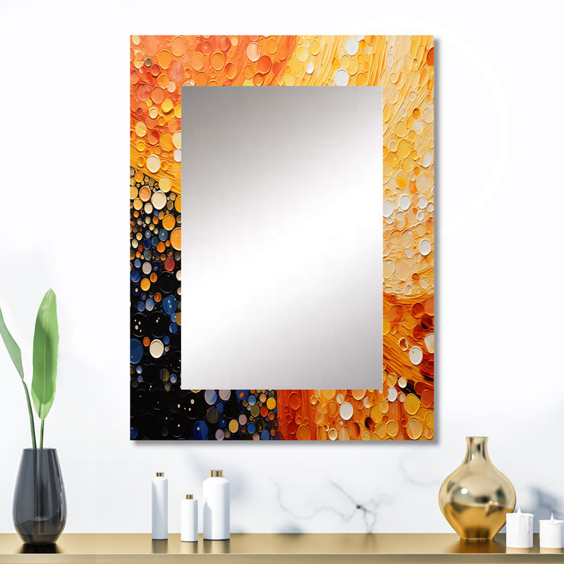 Fiery Fusion IV - Abstract Collages Large Wall Mirror, Modern Decorative Mirror, Printed Metal Art, 32" x 24"