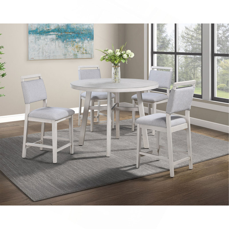 Mobilier de salle à manger en bois massif de 2 po avec revêtement gris clair et gris