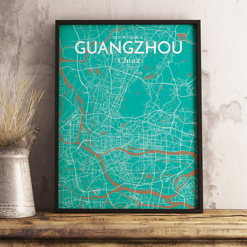 Guangzhou City Map - No Frame Print, 91.4cm H x 61cm W x 0.13cm D