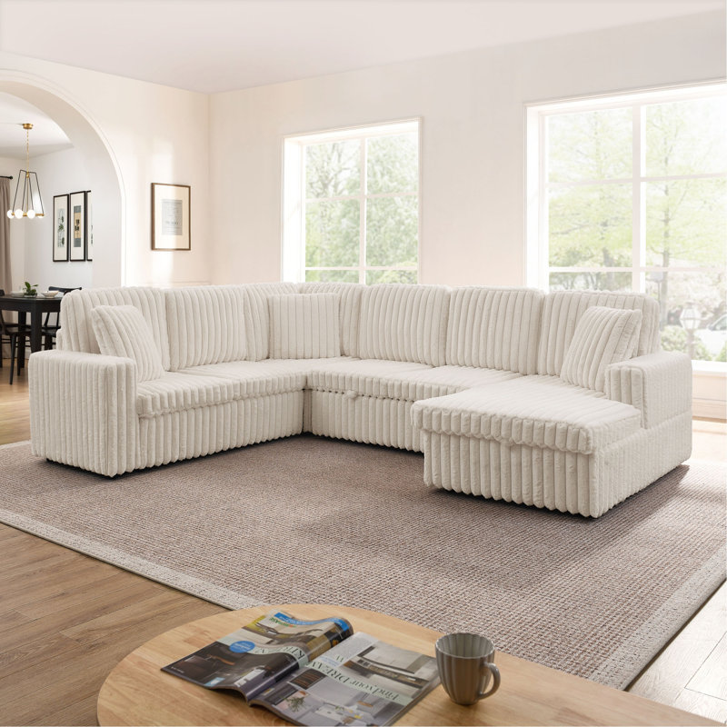 Canapé rembourré Corduroy, Beige