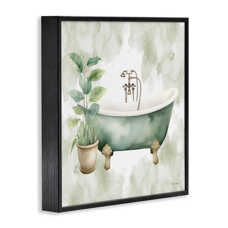 Oasis de bain avec giclée encadrée de plantes, design par Nicole DeCamp, Giclée encadrée noir minuit, H 12 po x l 12 po