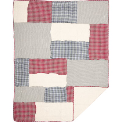 Courtepointe réversible Hatteras Americana - rouge / coton blanc / bleu denim