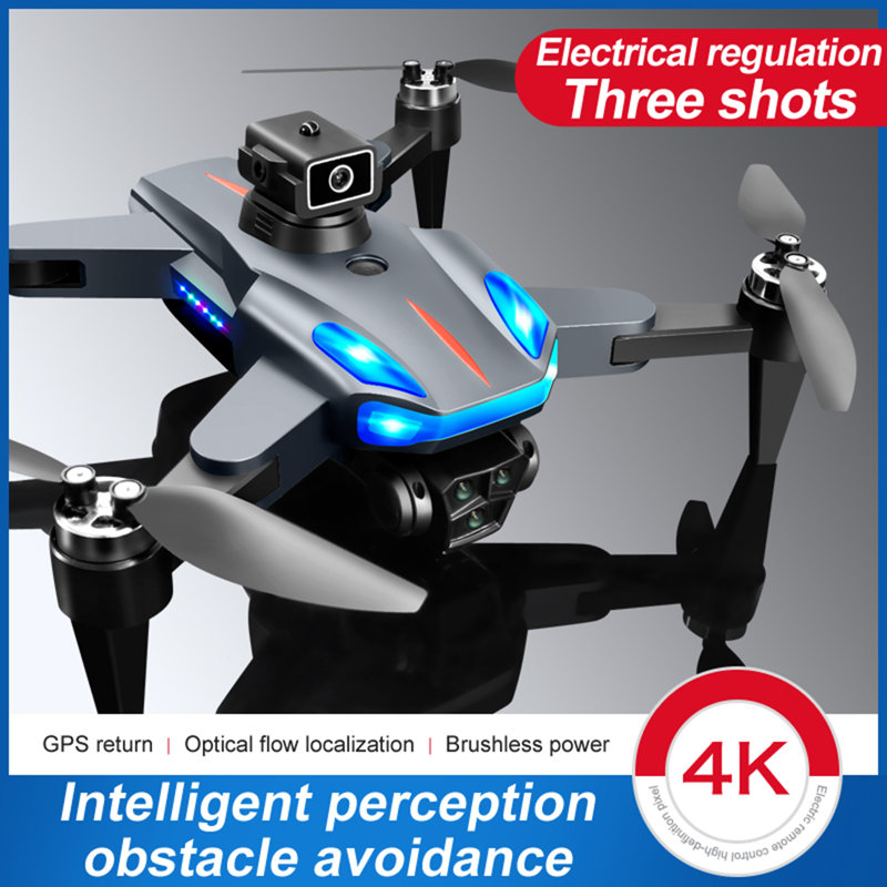 Remote Control Drone with Three Cameras Obstacle Avoidance Brushless Motor Kids Adults Beginner Foldable 2.4GHz RC GPS Quadcopter Toy