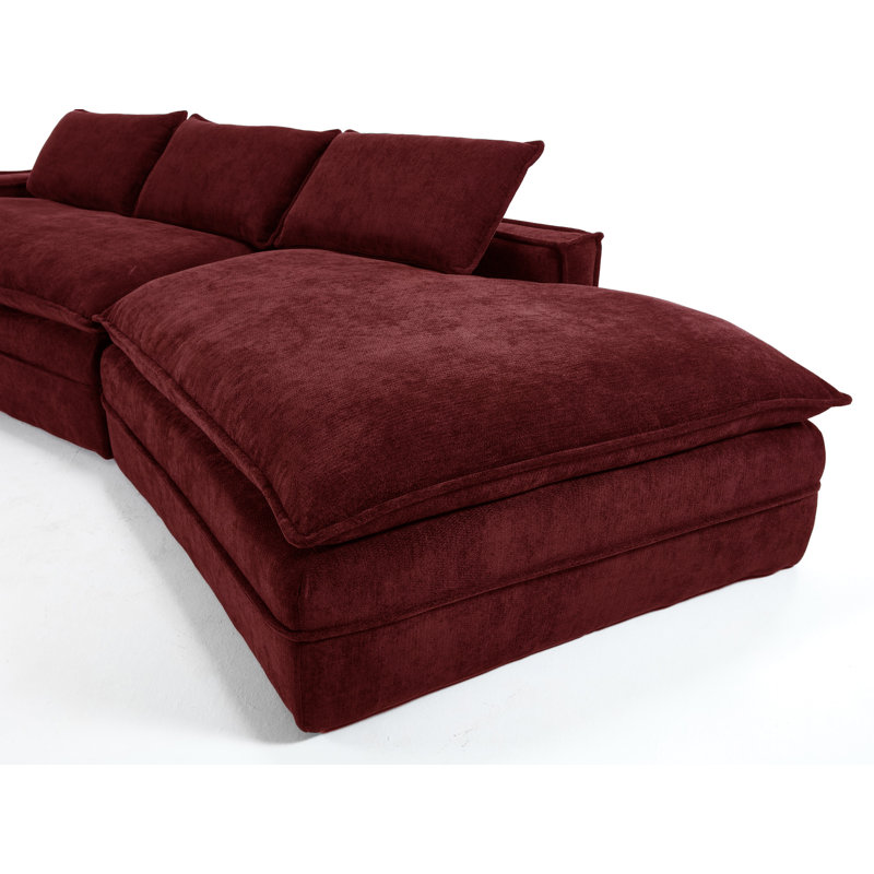 Canapé modulaire rembourré, Tissu rouge