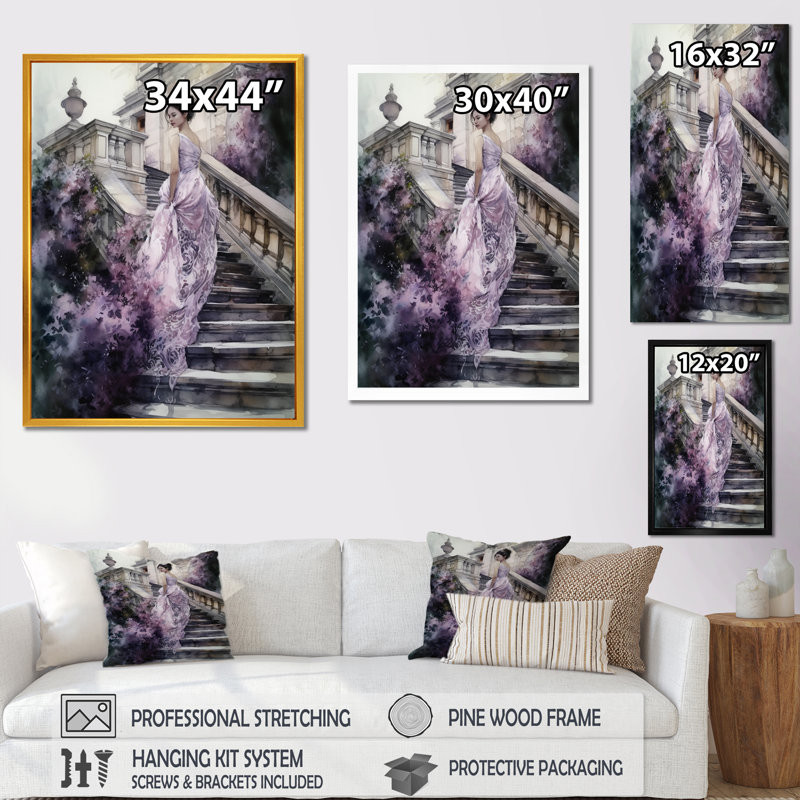 «Stunning Girl By The Stairs I», impression sur toile, H 32 po x l 16 po x P 1 po, Toile tendue