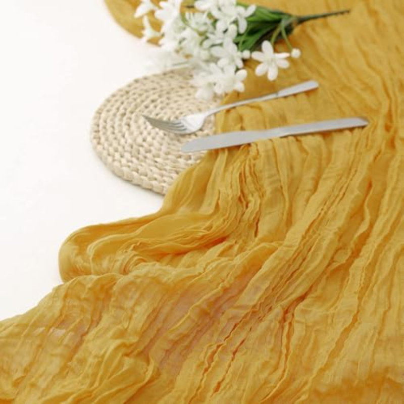 Lot de 12 chemins de table en gaze de coton, style bohème, pour mariage, anniversaire ou fête romantique (35 po x 118 po) (Gingembre)