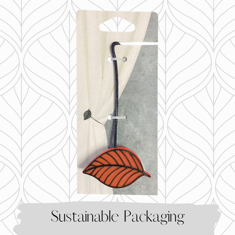Terracotta Resin Leaf Pattern Magnetic Curtain Tiebacks, Set of 2