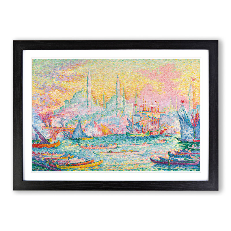 Port of Constantinople by Paul Signac - Picture Frame Painting, 36cm H x 48cm W x 2cm D, Black Framed