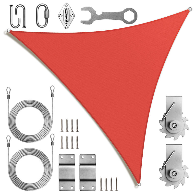 Voile d'ombrage triangulaire Royal Shade avec treuil d'installation, Rouge, 22 pi x 22 pi x 22 pi