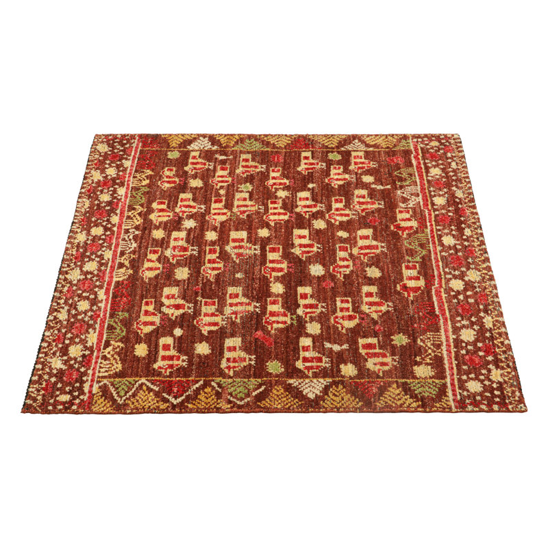 Burano Handmade Kilim Wool Animal Print Area Rug, Square 4'
