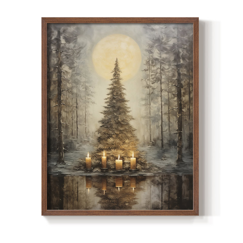 «Christmas Holiday Art Dxxvii», reproduction d'art encadrée - bois massif, Noyer, H 30 po x l 24 po