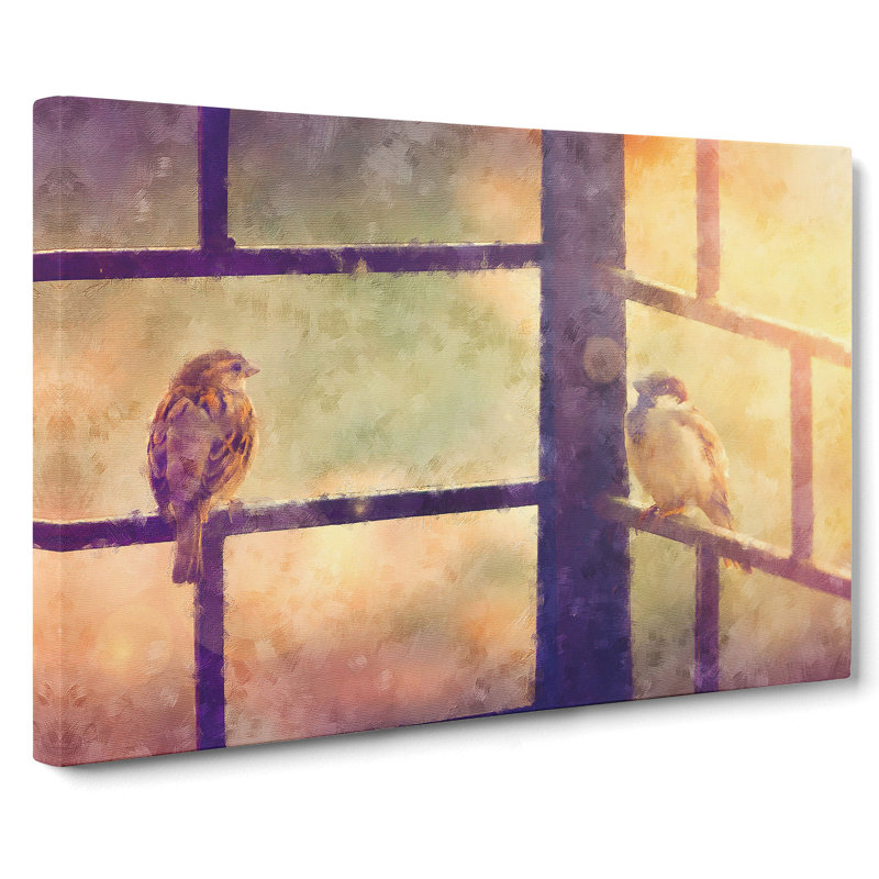 Two Sparrow Birds - Wrapped Canvas, 35cm H x 50cm W x 3cm D